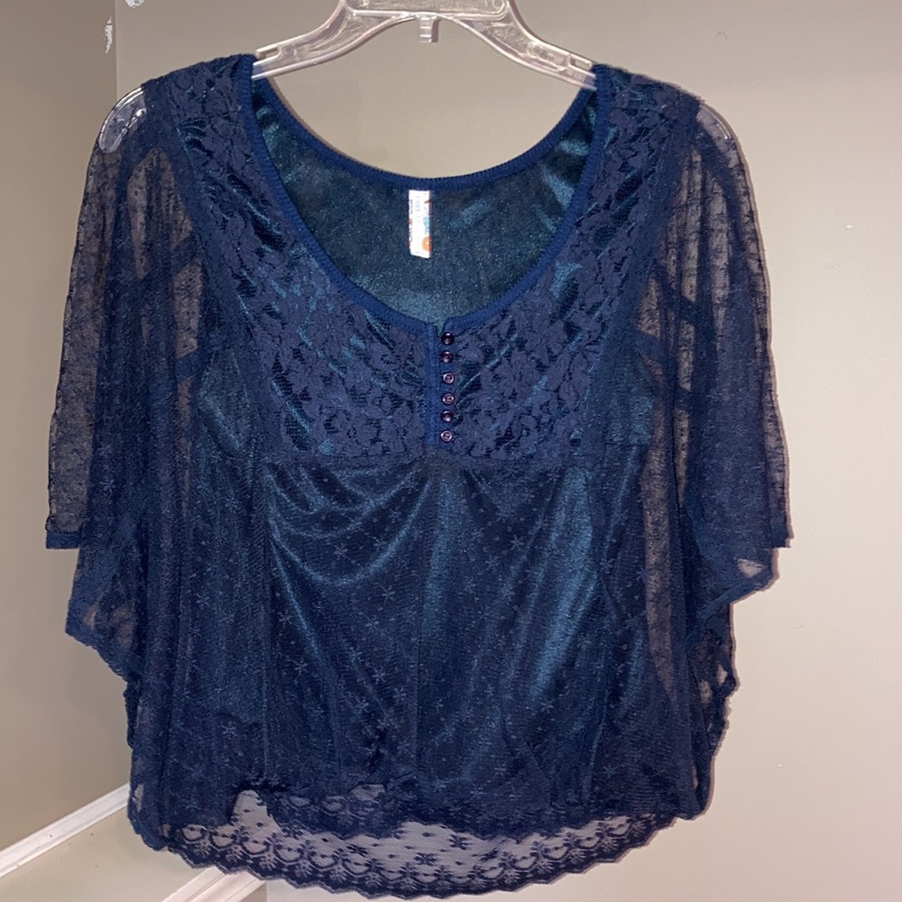 Free people navy lace top